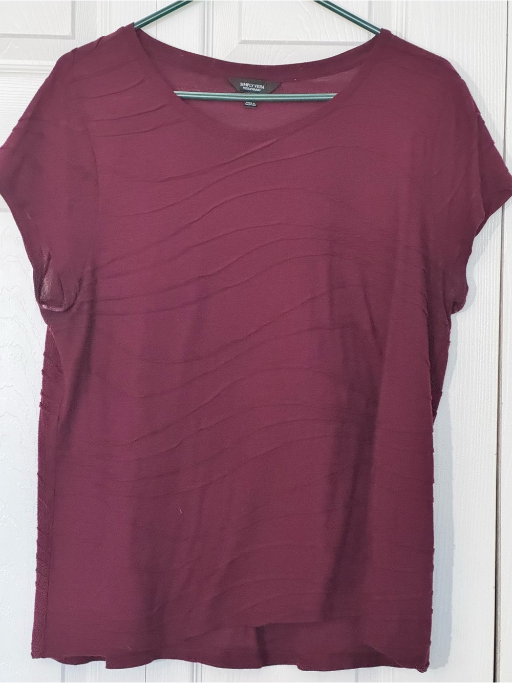 Simply Vera Vera Wang Wine Short-Sleeve Textured Tee size xl